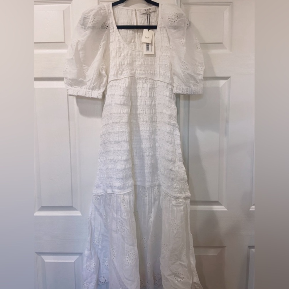 Sea New York “Blaine” Midi Eyelet Puff Sleeve Dress - Picture 5 of 7